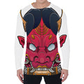 Japanese Demon Mask Print Men's Long Sleeve T-Shirt