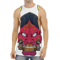 Japanese Demon Mask Print Men's Muscle Tank Top