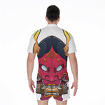 Japanese Demon Mask Print Men's Rompers