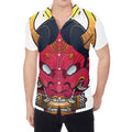 Japanese Demon Mask Print Men's Shirt