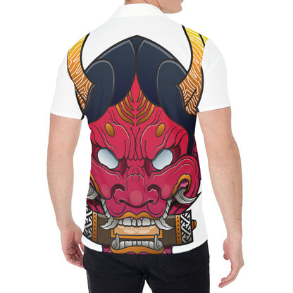 Japanese Demon Mask Print Men's Shirt