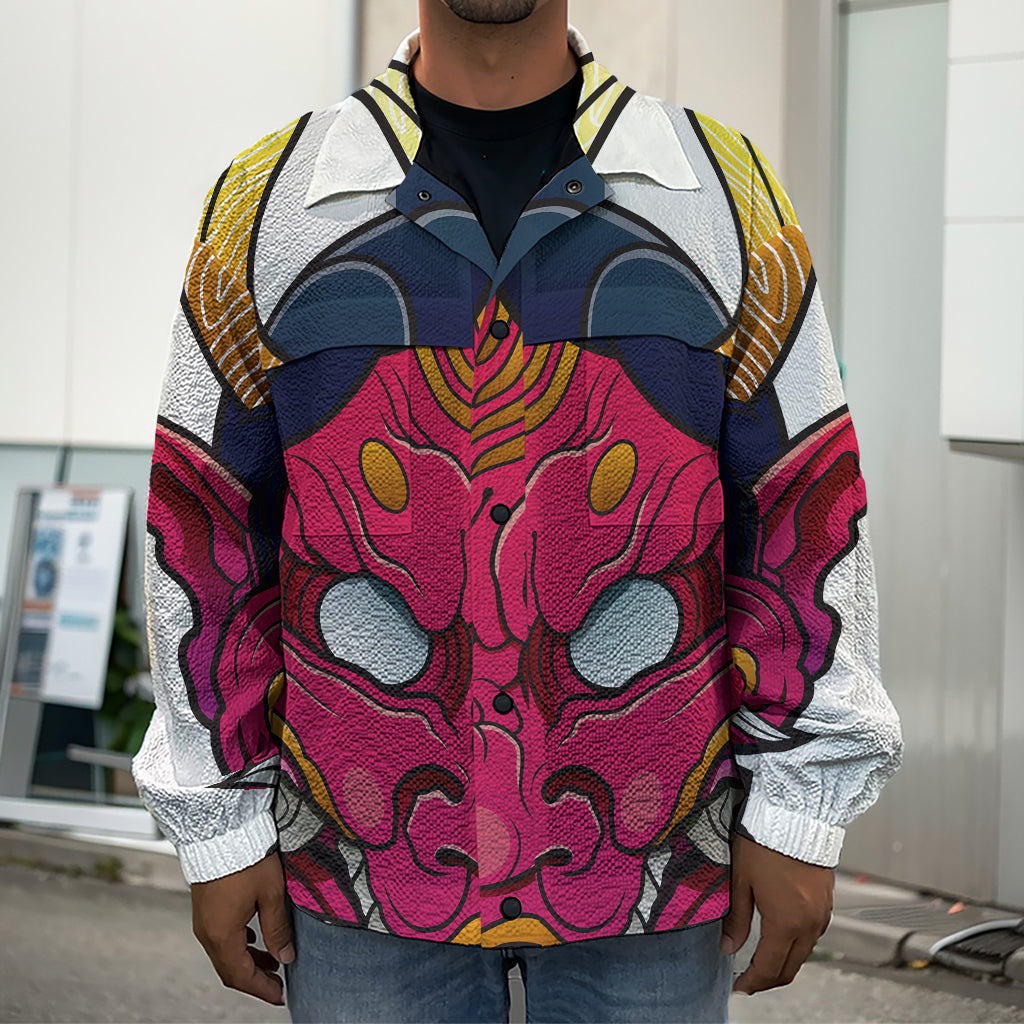 Japanese Demon Mask Print Men's Shirt Jacket