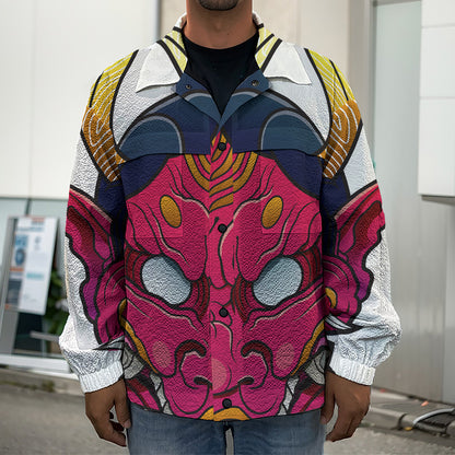 Japanese Demon Mask Print Men's Shirt Jacket
