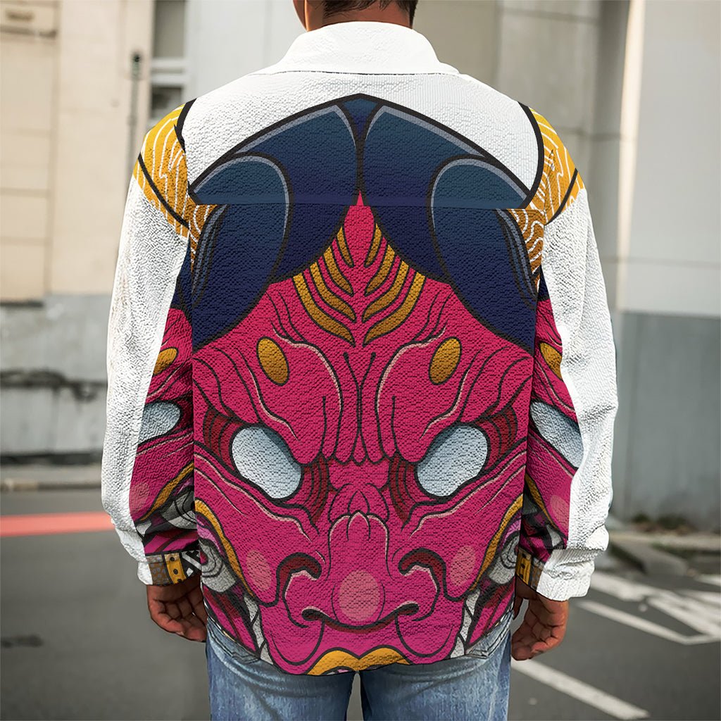 Japanese Demon Mask Print Men's Shirt Jacket