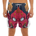 Japanese Demon Mask Print Men's Split Running Shorts