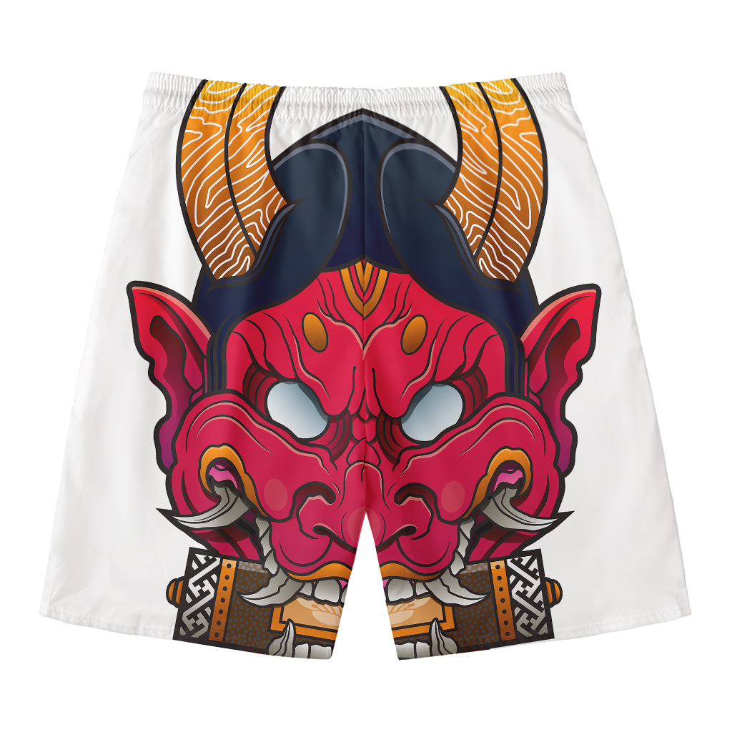 Japanese Demon Mask Print Men's Swim Trunks