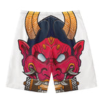 Japanese Demon Mask Print Men's Swim Trunks