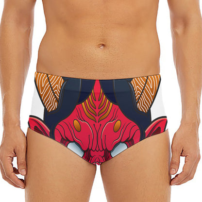 Japanese Demon Mask Print Men's Triangle Swim Briefs
