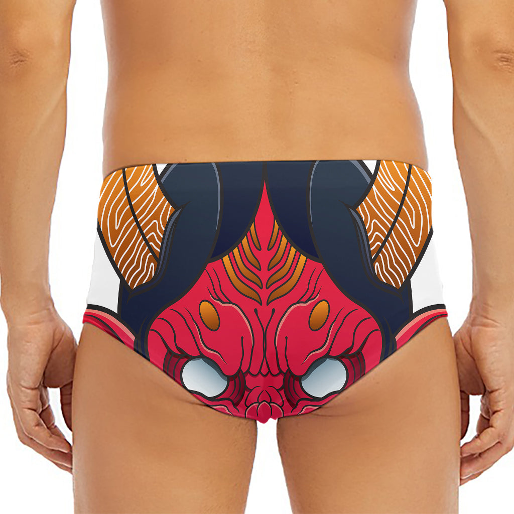 Japanese Demon Mask Print Men's Triangle Swim Briefs