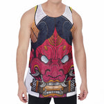 Japanese Demon Mask Print Men's Velvet Tank Top