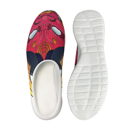 Japanese Demon Mask Print Mesh Casual Shoes