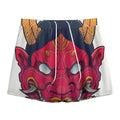 Japanese Demon Mask Print Mesh Shorts