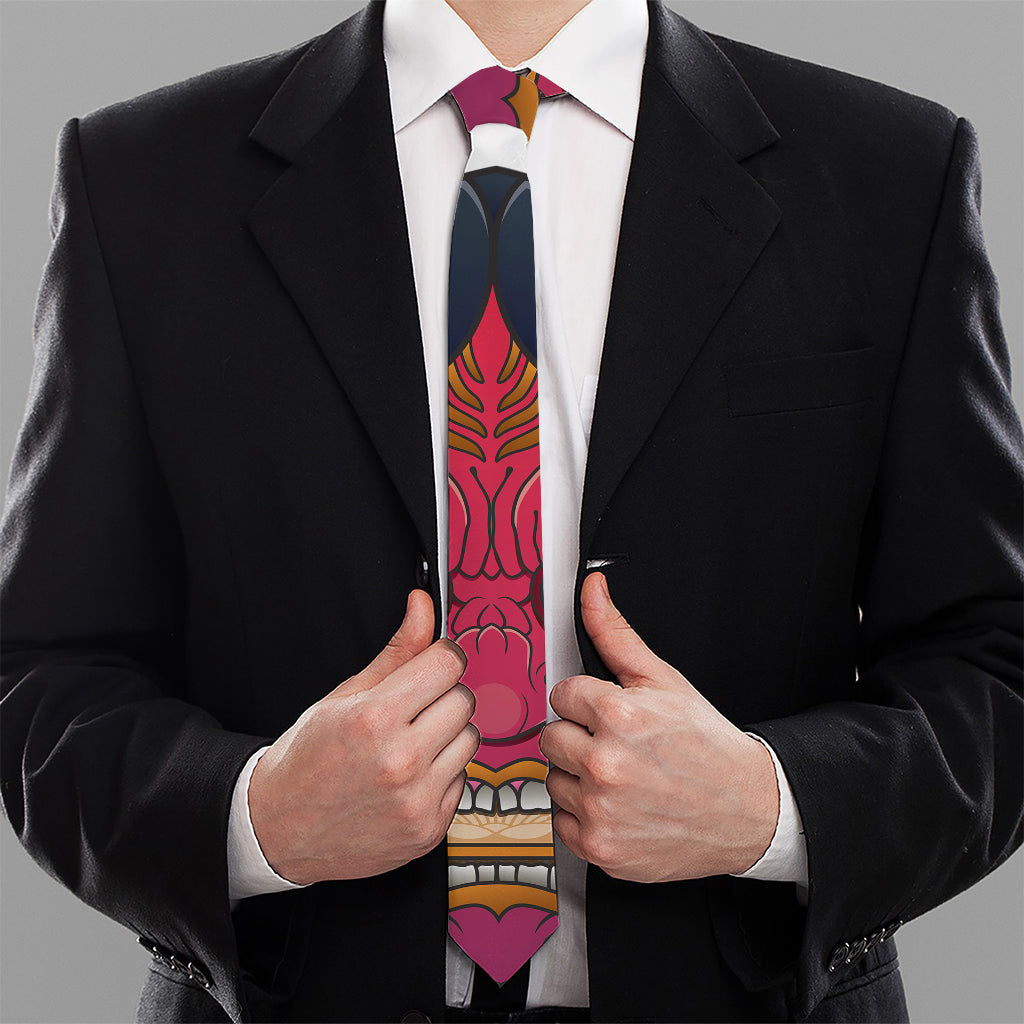 Japanese Demon Mask Print Necktie