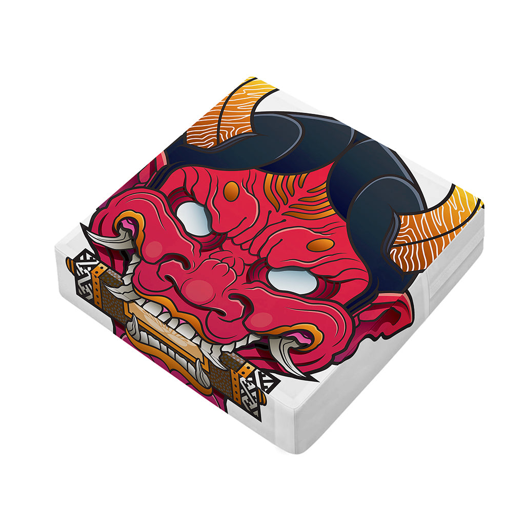 Japanese Demon Mask Print Outdoor Seat Cushion Cover