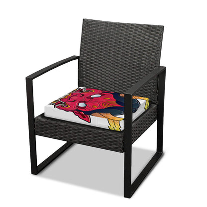 Japanese Demon Mask Print Outdoor Seat Cushion Cover