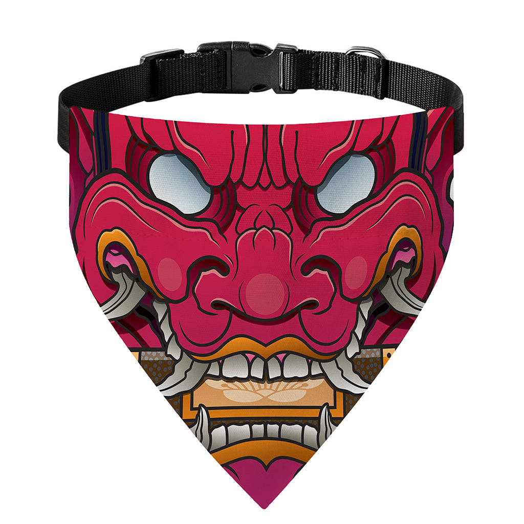 Japanese Demon Mask Print Over The Collar Dog Bandana