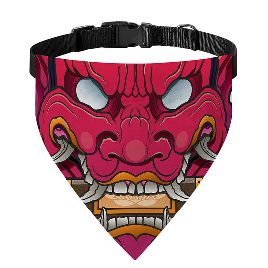 Japanese Demon Mask Print Over The Collar Dog Bandana