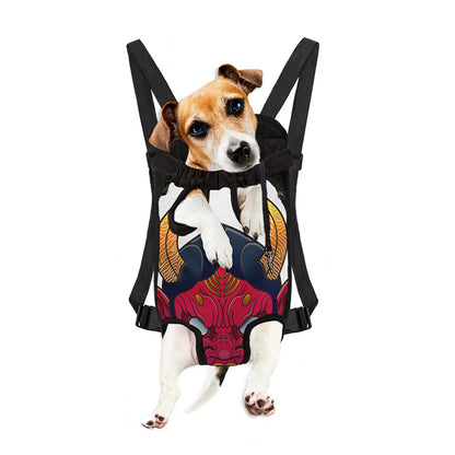 Japanese Demon Mask Print Pet Carrier Backpack