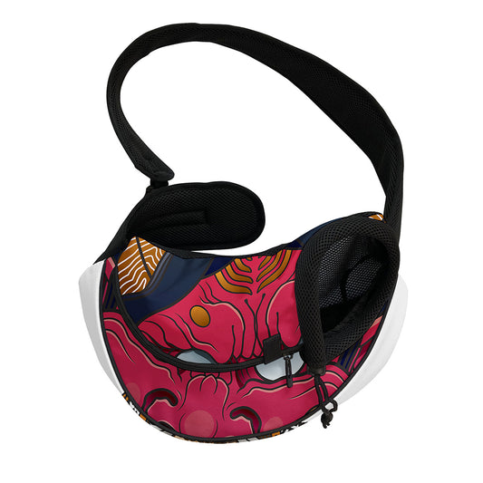 Japanese Demon Mask Print Pet Sling Carrier