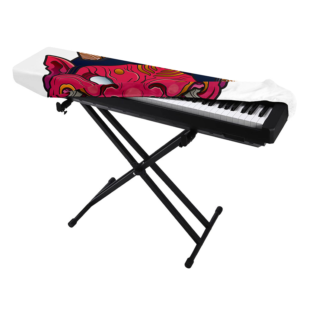 Japanese Demon Mask Print Piano Keyboard Cover
