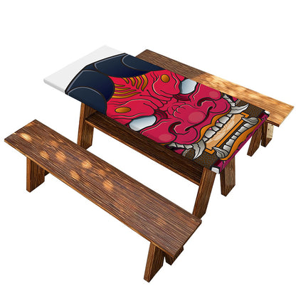 Japanese Demon Mask Print Picnic Table Cover