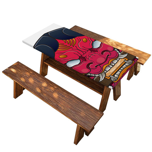 Japanese Demon Mask Print Picnic Table Cover
