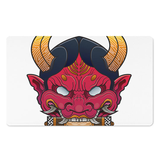 Japanese Demon Mask Print Polyester Doormat