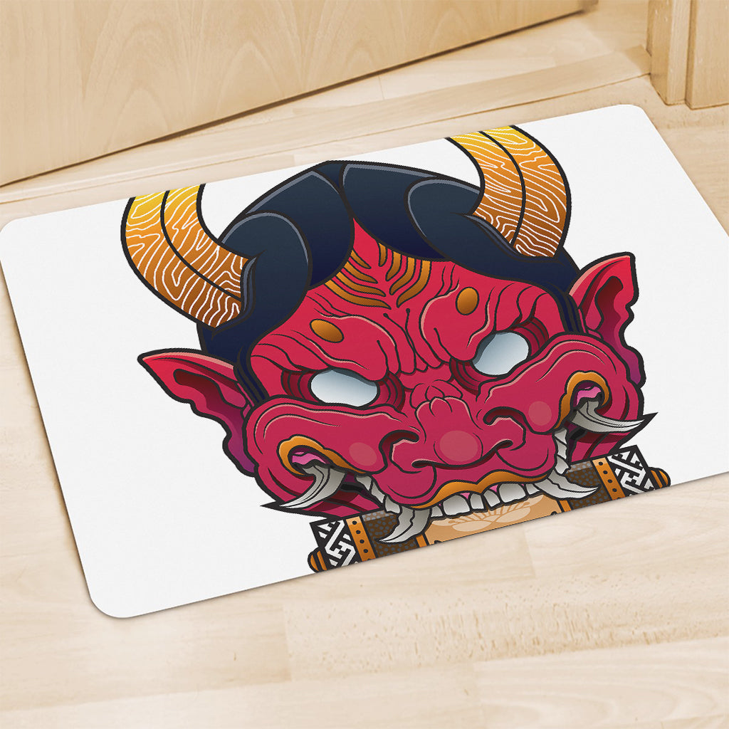 Japanese Demon Mask Print Polyester Doormat