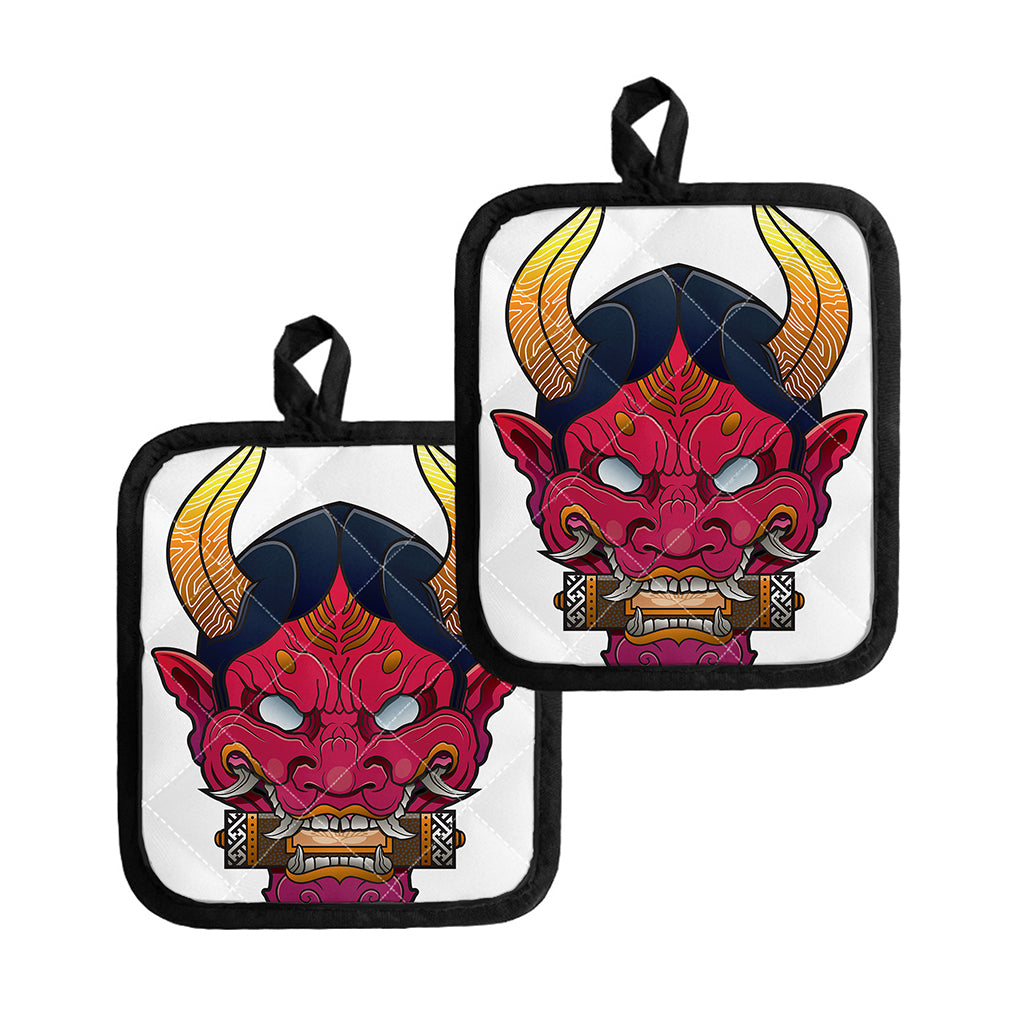 Japanese Demon Mask Print Pot Holders