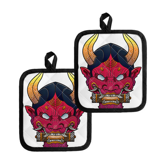 Japanese Demon Mask Print Pot Holders