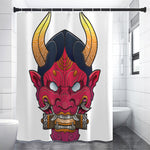 Japanese Demon Mask Print Premium Shower Curtain