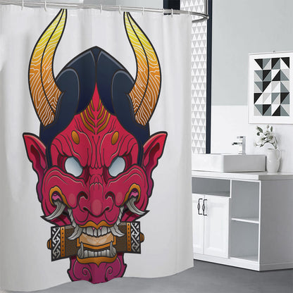 Japanese Demon Mask Print Premium Shower Curtain