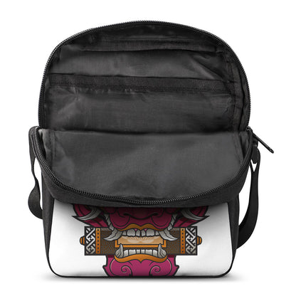 Japanese Demon Mask Print Rectangular Crossbody Bag