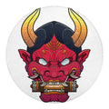 Japanese Demon Mask Print Round Blanket