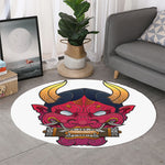 Japanese Demon Mask Print Round Rug