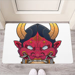 Japanese Demon Mask Print Rubber Doormat