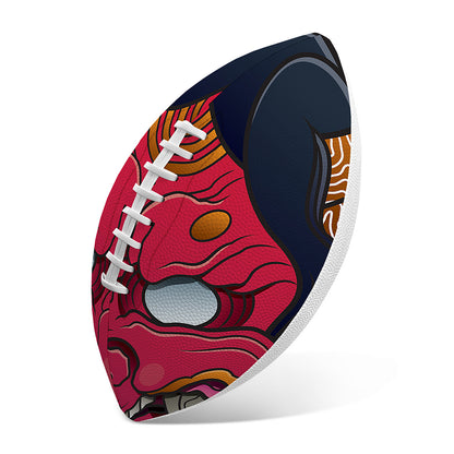 Japanese Demon Mask Print Rugby Ball