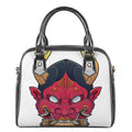 Japanese Demon Mask Print Shoulder Handbag