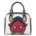 Japanese Demon Mask Print Shoulder Handbag