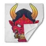 Japanese Demon Mask Print Silk Bandana