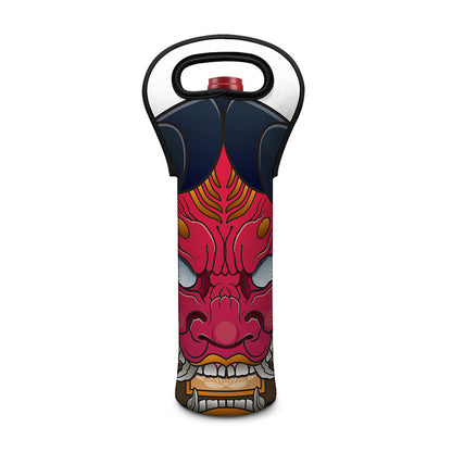 Japanese Demon Mask Print Single Neoprene Wine Tote