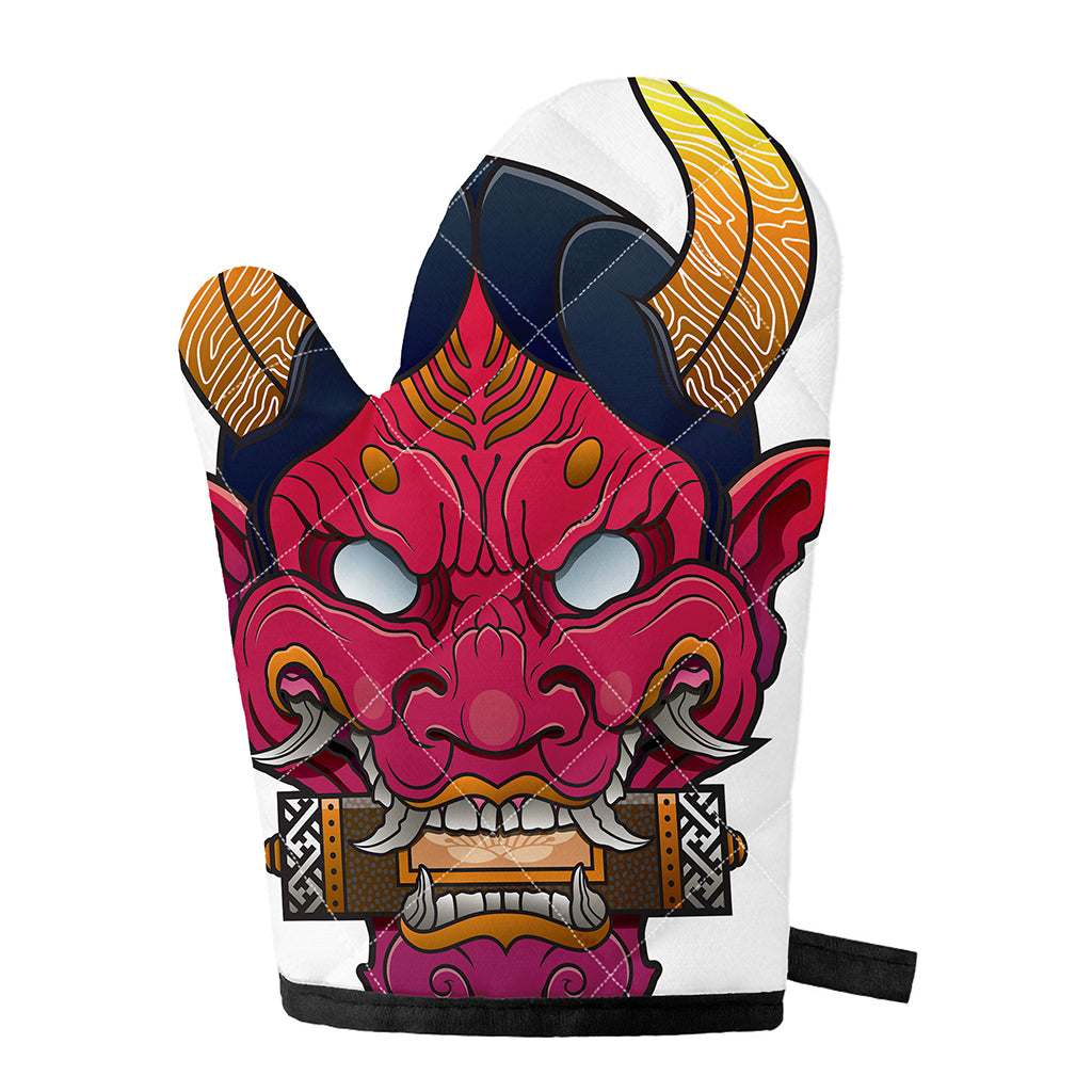 Japanese Demon Mask Print Single Oven Mitt