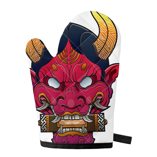 Japanese Demon Mask Print Single Oven Mitt