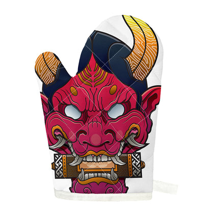 Japanese Demon Mask Print Single Oven Mitt