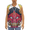 Japanese Demon Mask Print Sleeveless Baseball Jersey