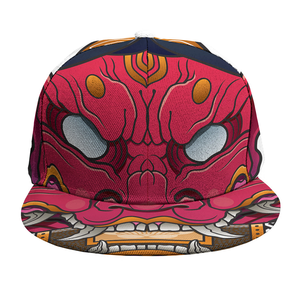 Japanese Demon Mask Print Snapback Cap
