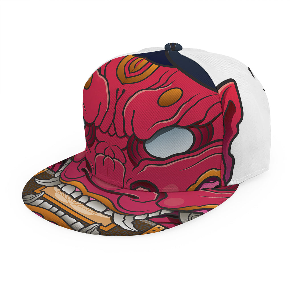 Japanese Demon Mask Print Snapback Cap