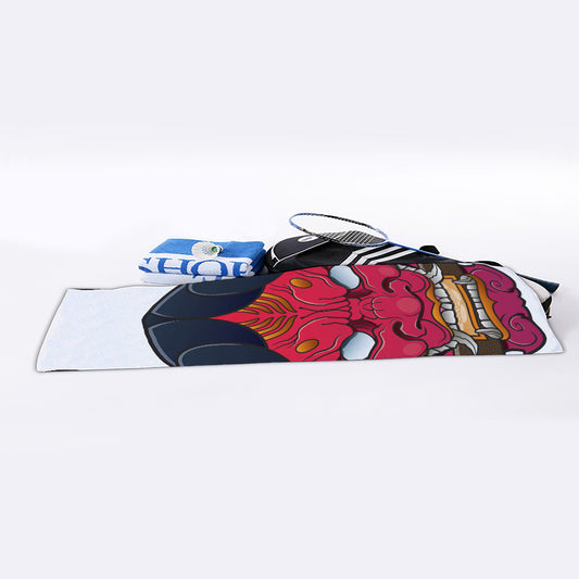 Japanese Demon Mask Print Sports Towel