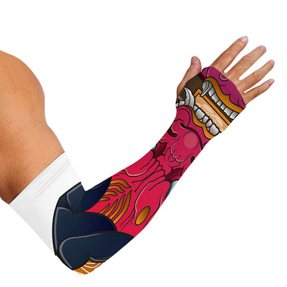 Japanese Demon Mask Print Sun Protection Arm Sleeves