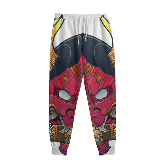 Japanese Demon Mask Print Sweatpants